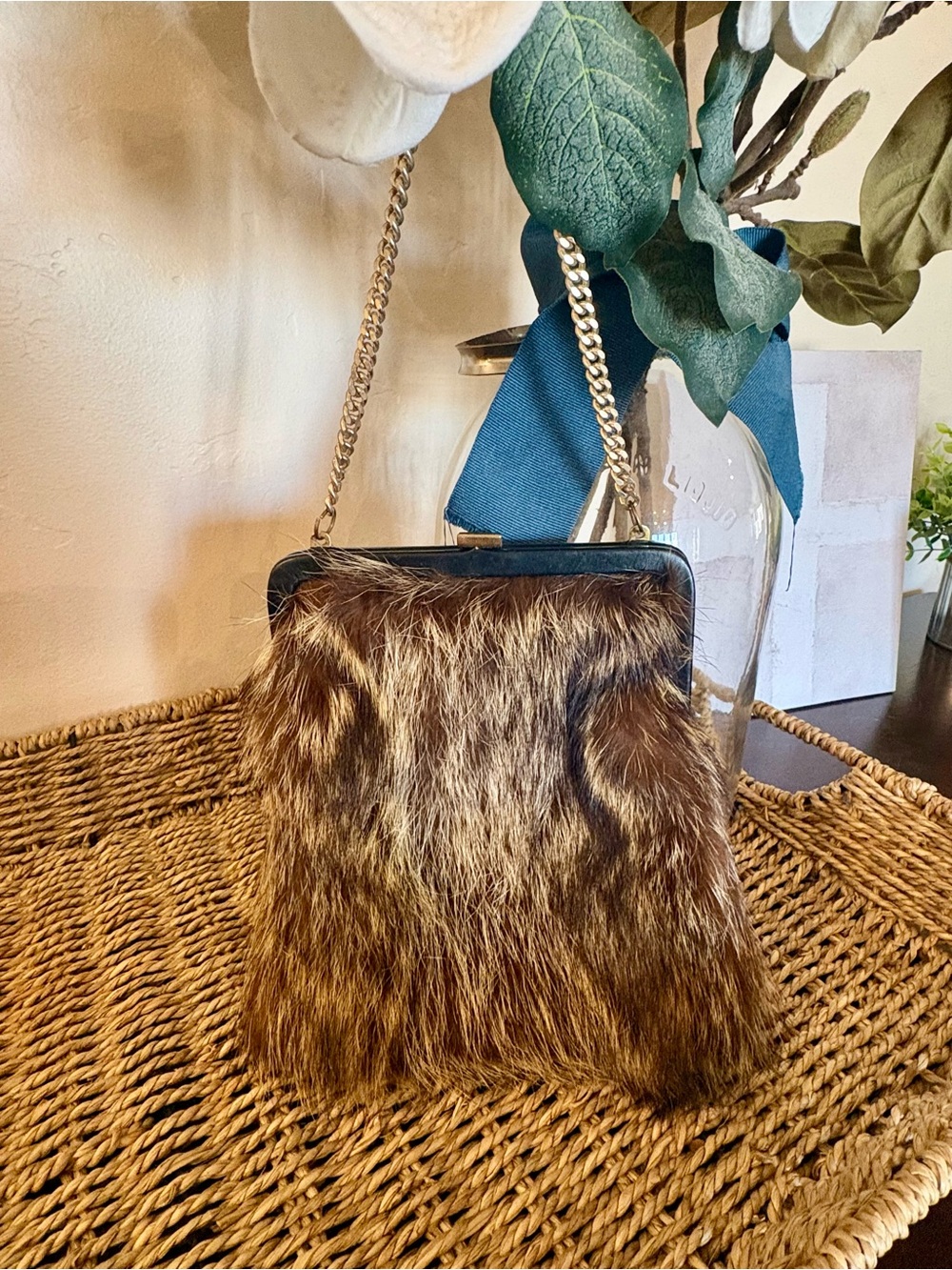 Vintage Fur Shoulder/Handbag with Chain Strap